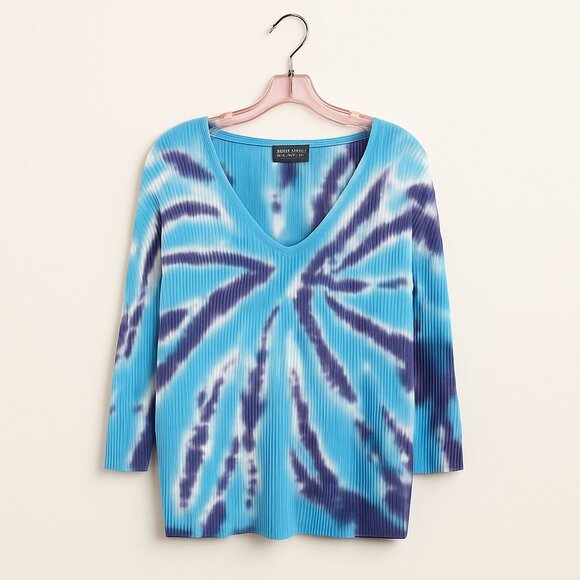 #092 POLO JEANS | Blue Tie Dye Cable Knit Sweater - Large - Picture 1 of 7